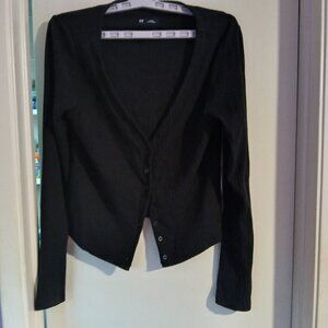 GAP Women's Black V-Neck Button Front Cardigan SZ L